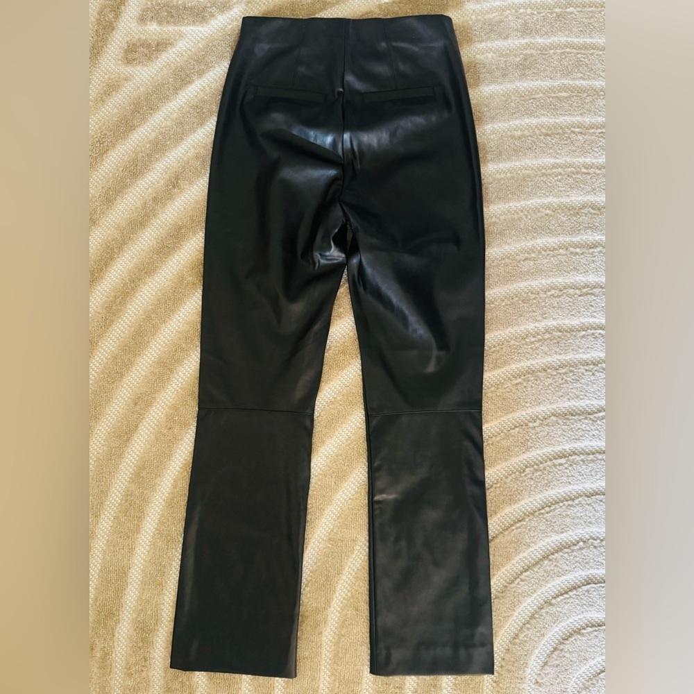 Seductive Cindy Faux Leather Cropped Flare Pants XS Black Vegan Leather Pull On - Picture 6 of 8